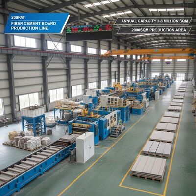200kw Fiber Cement Board Üretim Hatı Yıllık Kapasite 2-8 Milyon Metrekare 2000 Metrekare Endüstriyel için Uygun Üretim Alanı