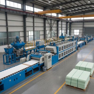 Kapasite 600 Yaprak 8 Saatlik MgO Karton Üretim Lini Yaprak Genişliği 600 1220mm ve Boyutları 1.22 2.44 Çıkış için